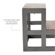 Linon Benny Sturdy Wood Bed Steps Minimalist Style Iron Frame in Gunmetal Gray