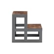 Linon Benny Sturdy Wood Bed Steps Minimalist Style Iron Frame in Gunmetal Gray