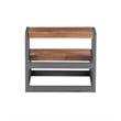 Linon Benny Sturdy Wood Bed Steps Minimalist Style Iron Frame in Gunmetal Gray