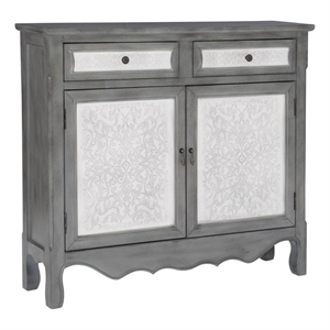 linon clancy wood accent storage console in gray
