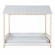 Linon Mila Playful Twin Size Youth Bed Frame with Roof in White Painted Wood