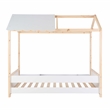 Linon Mila Playful Twin Size Youth Bed Frame with Roof in White Painted Wood