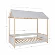 Linon Mila Playful Twin Size Youth Bed Frame with Roof in White Painted Wood