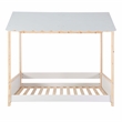 Linon Mila Playful Twin Size Youth Bed Frame with Roof in White Painted Wood