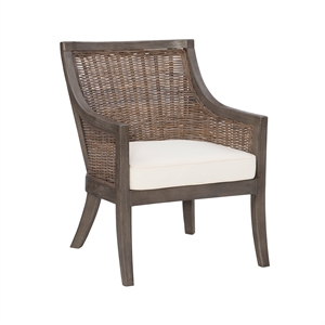 linon zander wood and rattan accent chair in brown