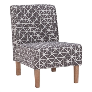 linon coco wood accent geo chair in smoke and brown