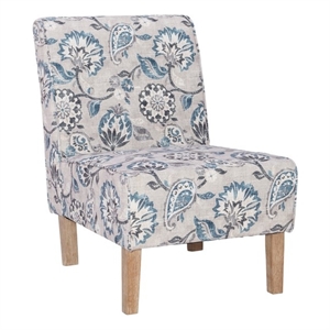 linon coco wood accent floral chair in slate and brown