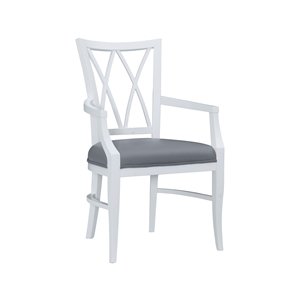linon ainsley wood arm chair in white
