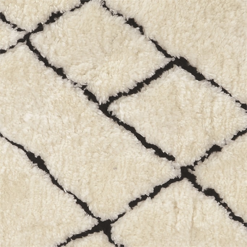 Linon Morocco Sahara Shag Polyester 2'x8' Rug in Ivory and Black