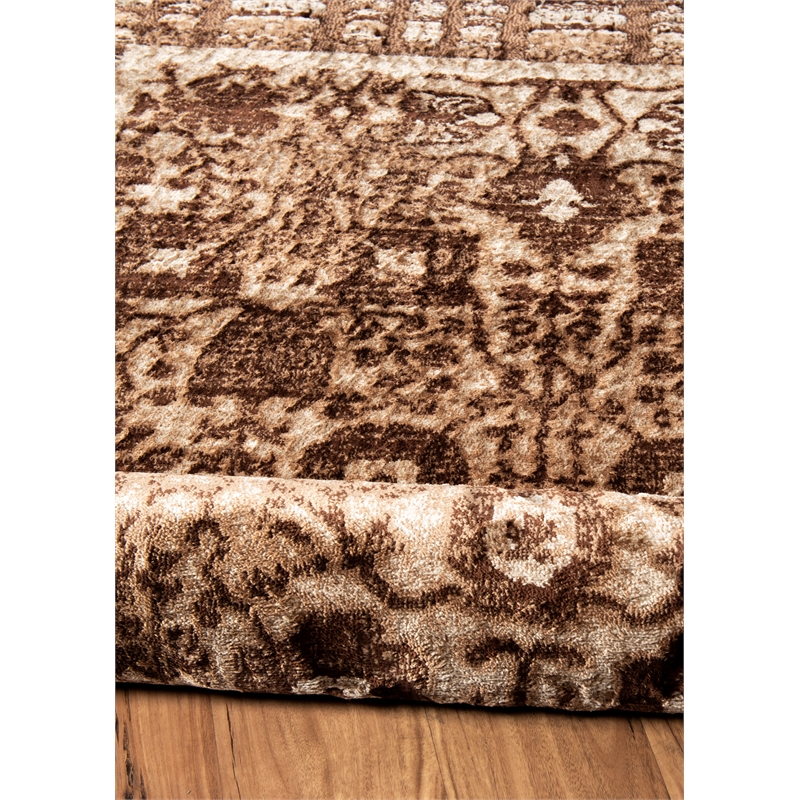 Linon Platinum Isphahan Polyester 8'x11' Rug in Brown and Black