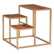 Linon Elijah Three Tiered Wood and Iron Side Table/Plant Stand in Gold/Natural