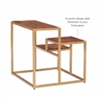 Linon Elijah Three Tiered Wood and Iron Side Table/Plant Stand in Gold/Natural