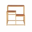 Linon Elijah Three Tiered Wood and Iron Side Table/Plant Stand in Gold/Natural