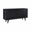 Linon Alivia Mango Wood Console 4 Drawers 2 Shelves in Black with Gold Lines