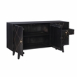 Linon Alivia Mango Wood Console 4 Drawers 2 Shelves in Black with Gold Lines