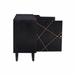 Linon Alivia Mango Wood Console 4 Drawers 2 Shelves in Black with Gold Lines