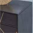 Linon Alivia Mango Wood Console 4 Drawers 2 Shelves in Black with Gold Lines