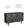 Linon Alivia Mango Wood Console 4 Drawers 2 Shelves in Black with Gold Lines
