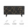 Linon Alivia Mango Wood Console 4 Drawers 2 Shelves in Black with Gold Lines