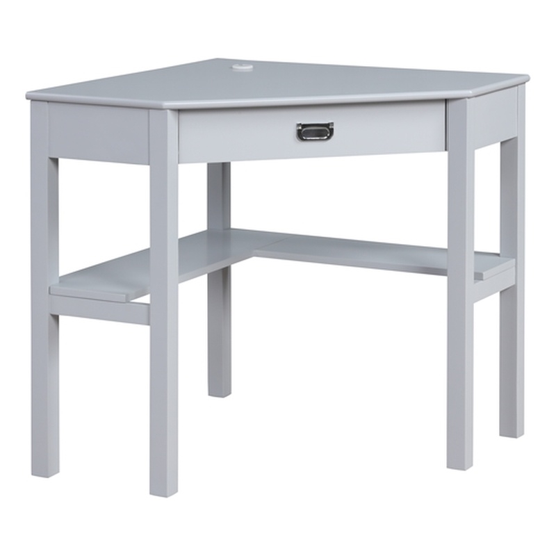 Linon Peggy Wood One Drawer Corner Desk in Gray