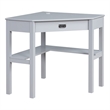 Linon Peggy Wood One Drawer Corner Desk in Gray