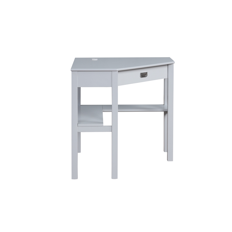 Linon Peggy Wood One Drawer Corner Desk in Gray