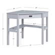 Linon Peggy Wood One Drawer Corner Desk in Gray
