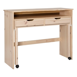 linon callie extendable wood console desk in natural