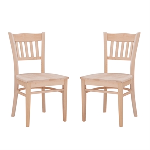 linon adella wood set of two chairs in unfinished natural