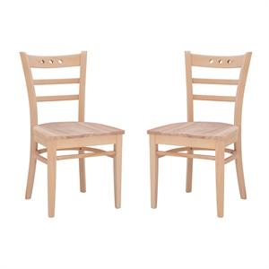 linon sloan wood set of two chairs in unfinished natural
