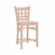 Linon Flint Set of 2 Lattice Back Counter Stools in Unfinished Natural Wood