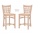 Linon Flint Set of 2 Lattice Back Counter Stools in Unfinished Natural Wood