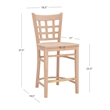 Linon Flint Set of 2 Lattice Back Counter Stools in Unfinished Natural Wood