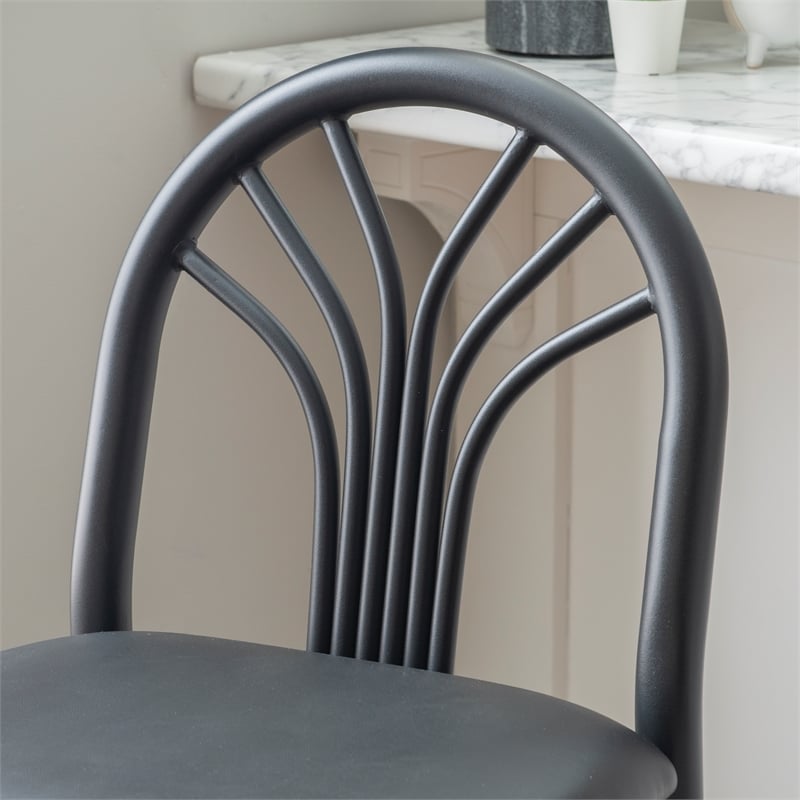 Linon Lemmie Metal Set of Two Commercial Grade Barstools in Black