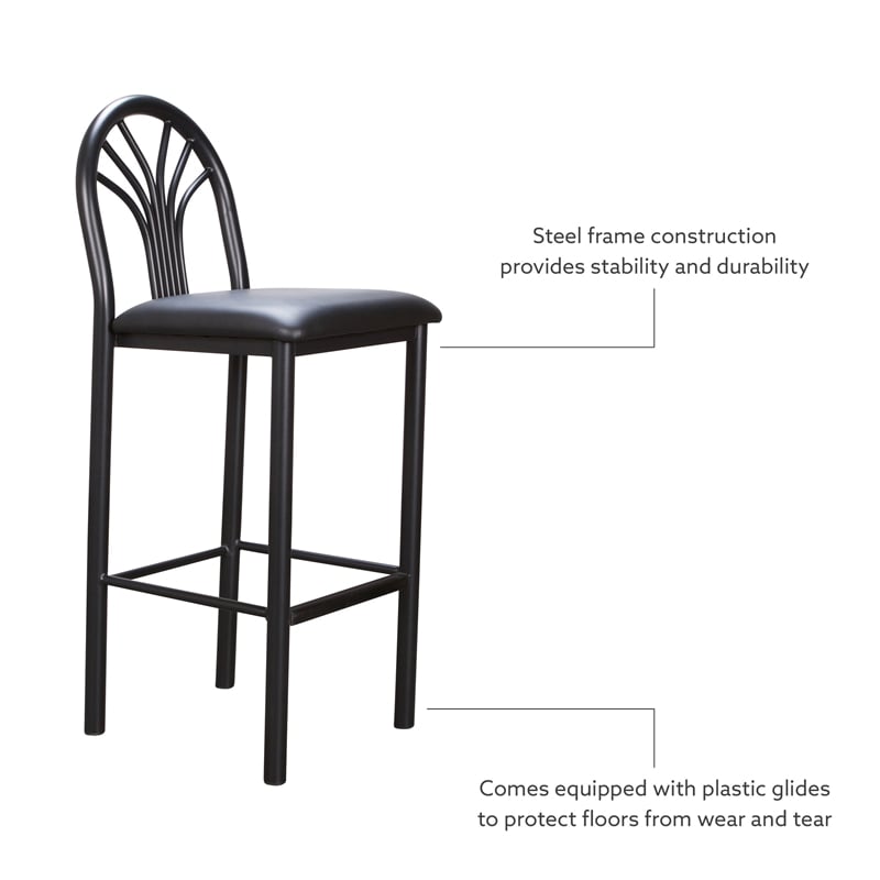 Linon Lemmie Metal Set of Two Commercial Grade Barstools in Black
