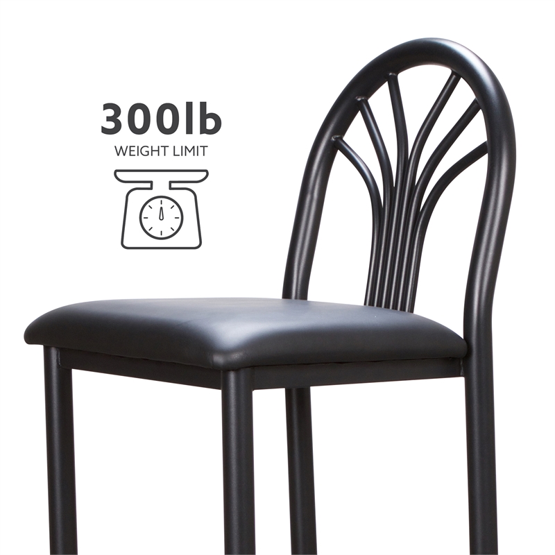 Linon Lemmie Metal Set of Two Commercial Grade Barstools in Black
