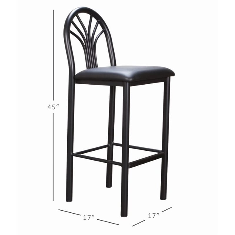 Linon Lemmie Metal Set of Two Commercial Grade Barstools in Black