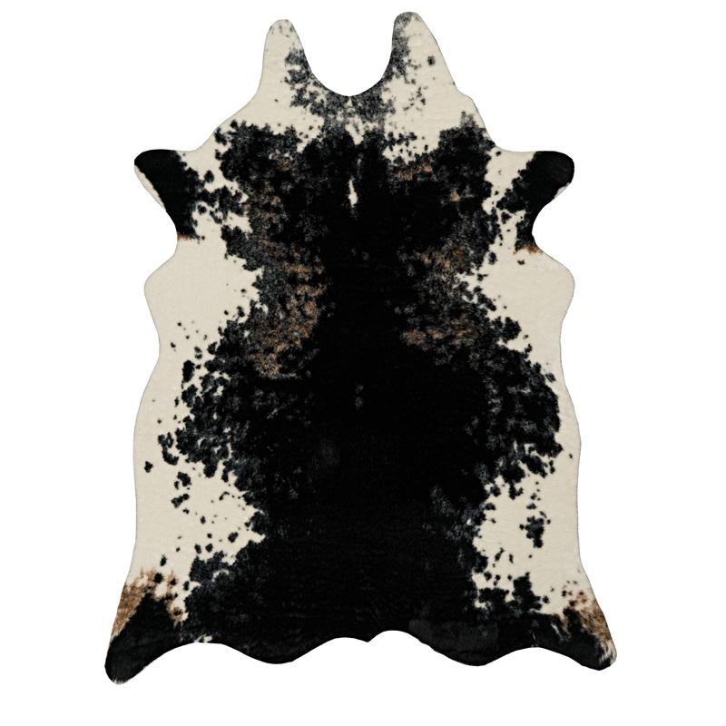 Linon Faux Hide Polyester Tufted Printed Area Rug in Black and White Salt Pepper