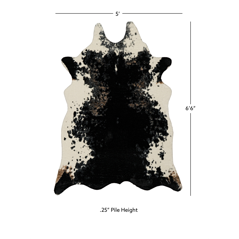 Linon Faux Hide Polyester Tufted Printed Area Rug in Black and White Salt Pepper