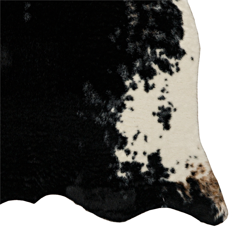 Linon Faux Hide Polyester Tufted Printed Area Rug in Black and White Salt Pepper