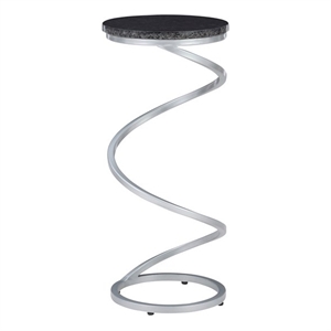 linon atlee spiral granite and iron drink table in black and silver