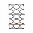 Linon Eli Wall Shelves Natural Distressed Wood Interwoven Iron Frame in Charcoal