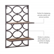Linon Eli Wall Shelves Natural Distressed Wood Interwoven Iron Frame in Charcoal
