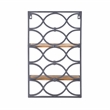 Linon Eli Wall Shelves Natural Distressed Wood Interwoven Iron Frame in Charcoal