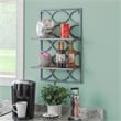 Linon Eli Wall Shelves Natural Distressed Wood Interwoven Iron Frame in Charcoal