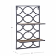 Linon Eli Wall Shelves Natural Distressed Wood Interwoven Iron Frame in Charcoal