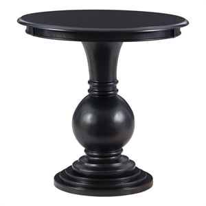 linon aspen round wood accent table in black