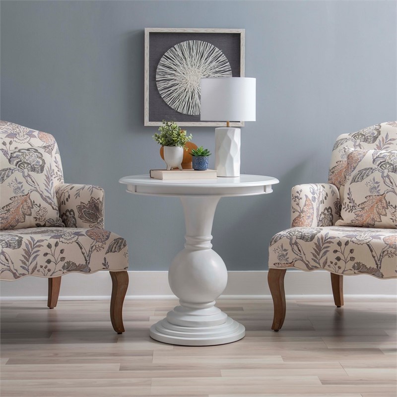 Linon Aspen Round Accent Table Pedestal Base 26.5