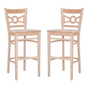 Linon Ederlee Wood Commercial Grade Set of Two Barstools in Unfinished