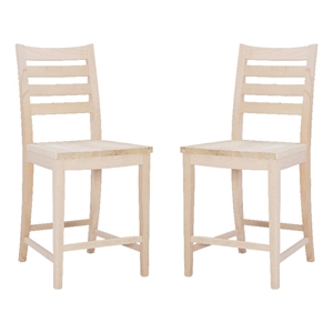Linon Elder Commercial Grade Set of Two Counter Stools in Unfinished Beechwood